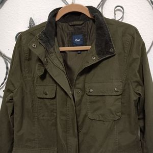 GAP olive green utility cotton blend jacket, M
